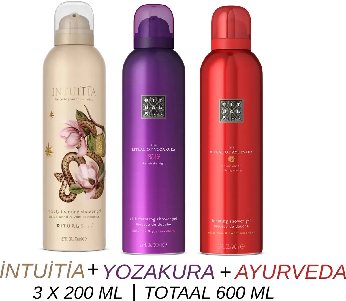 Shower Gel Value Set - Intuitia + Yozakura + Ayurveda - 3 x Shower Gel 200 ml = 600 ml - Douchegel - Doucheschuim by Rituals – product photo