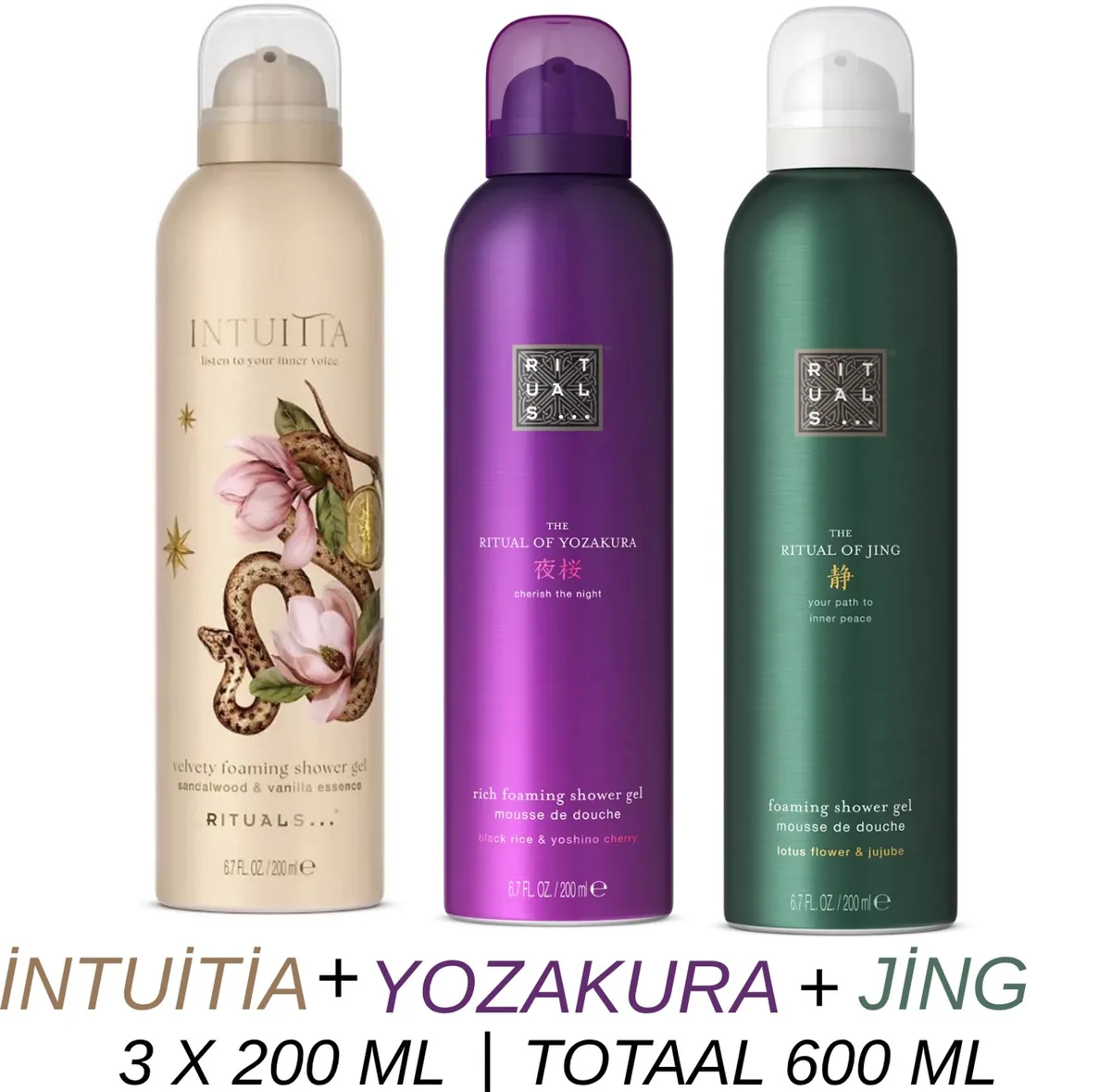 Shower Gel Value Set - Intuitia + Yozakura + Jing - 3 x Shower Gel 200 ml = 600 ml - Douchegel - Doucheschuim by Rituals – product photo