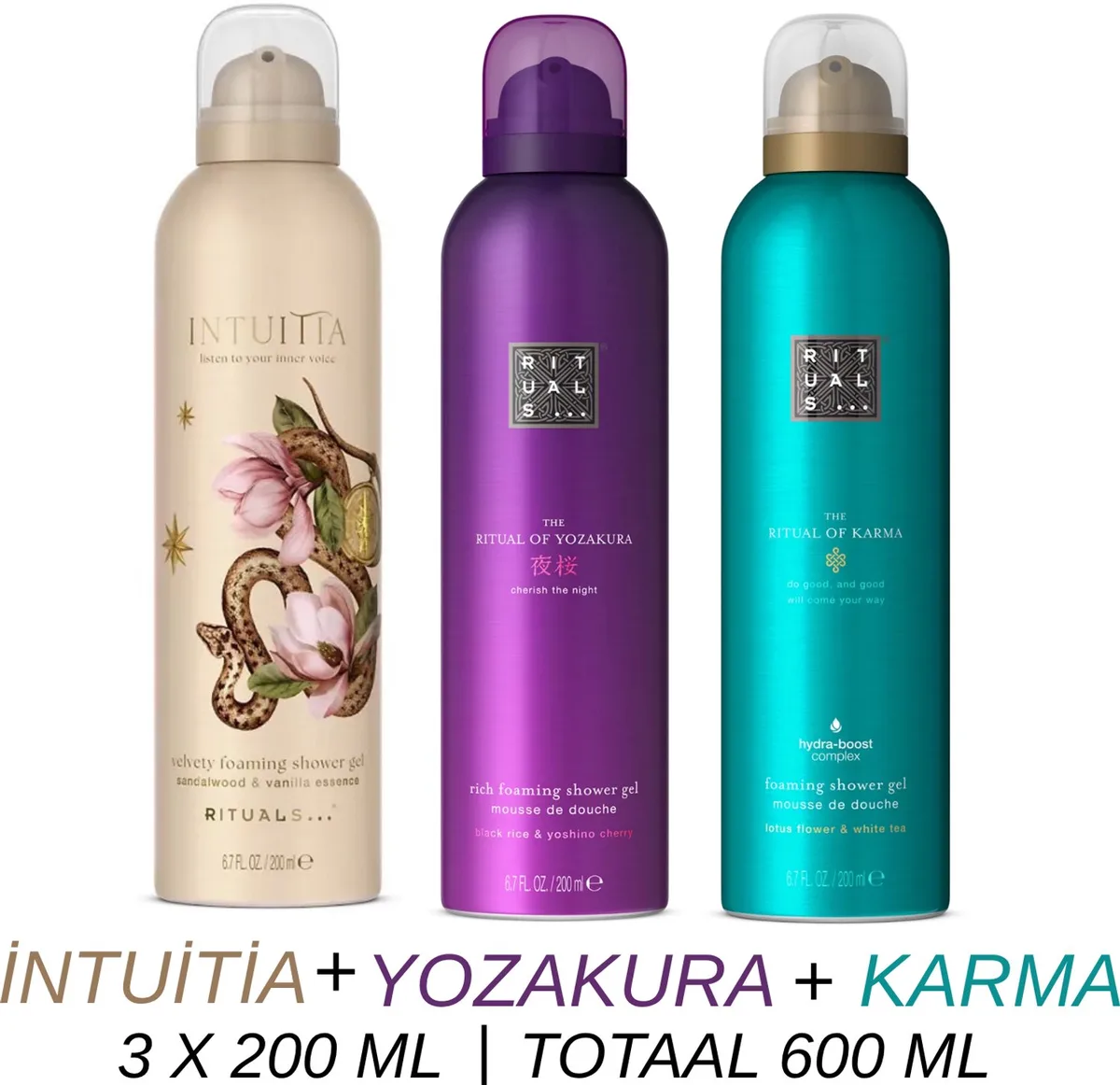 Shower Gel Value Set - Intuitia + Yozakura + Karma - 3 x Shower Gel 200 ml = 600 ml - Douchegel - Doucheschuim by Rituals – product photo