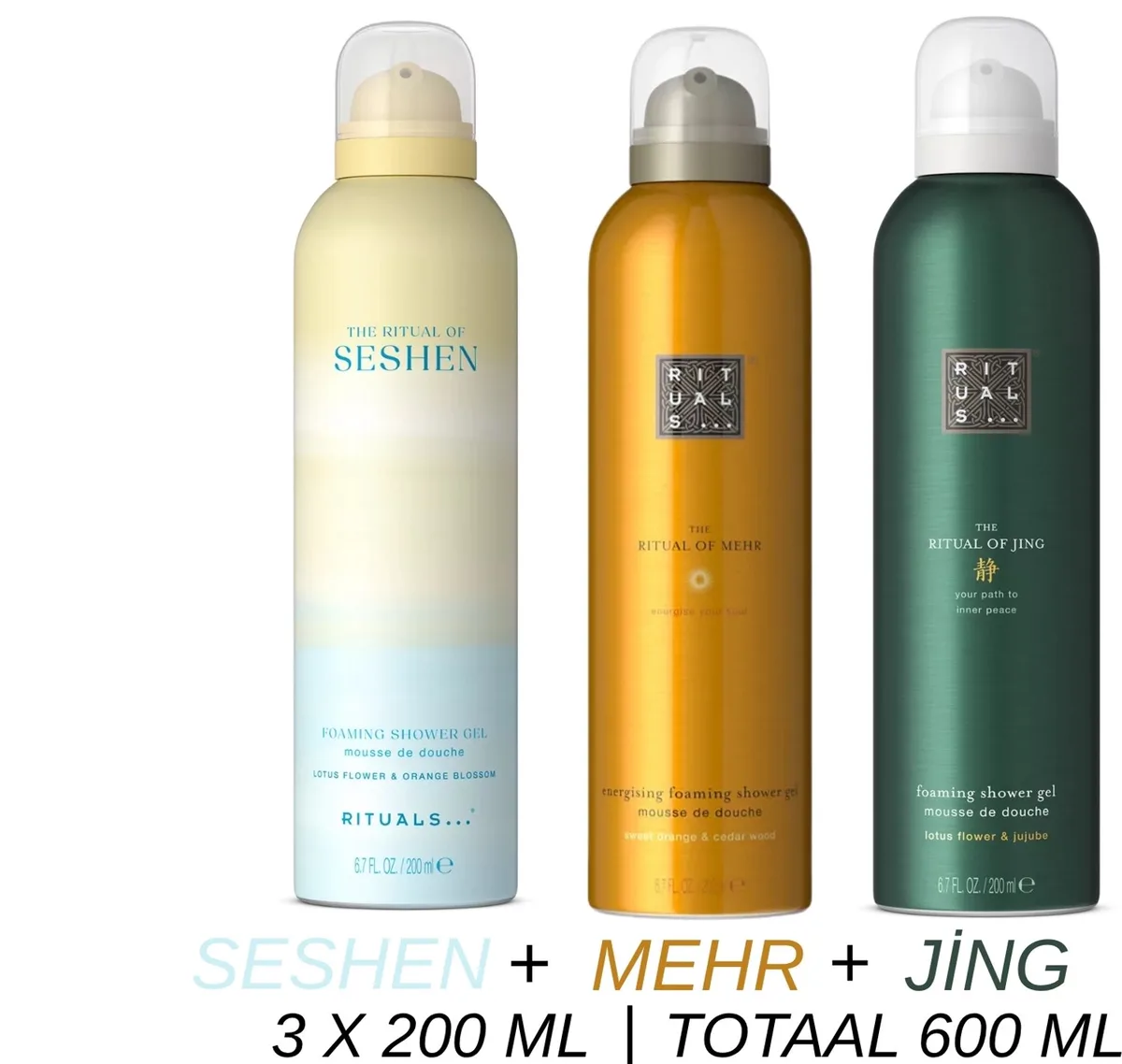 Shower Gel Value Set - Seshen + Mehr + Jing - 3 x Shower Gel 200 ml = 600 ml - Douchegel - Doucheschuim by Rituals – product photo