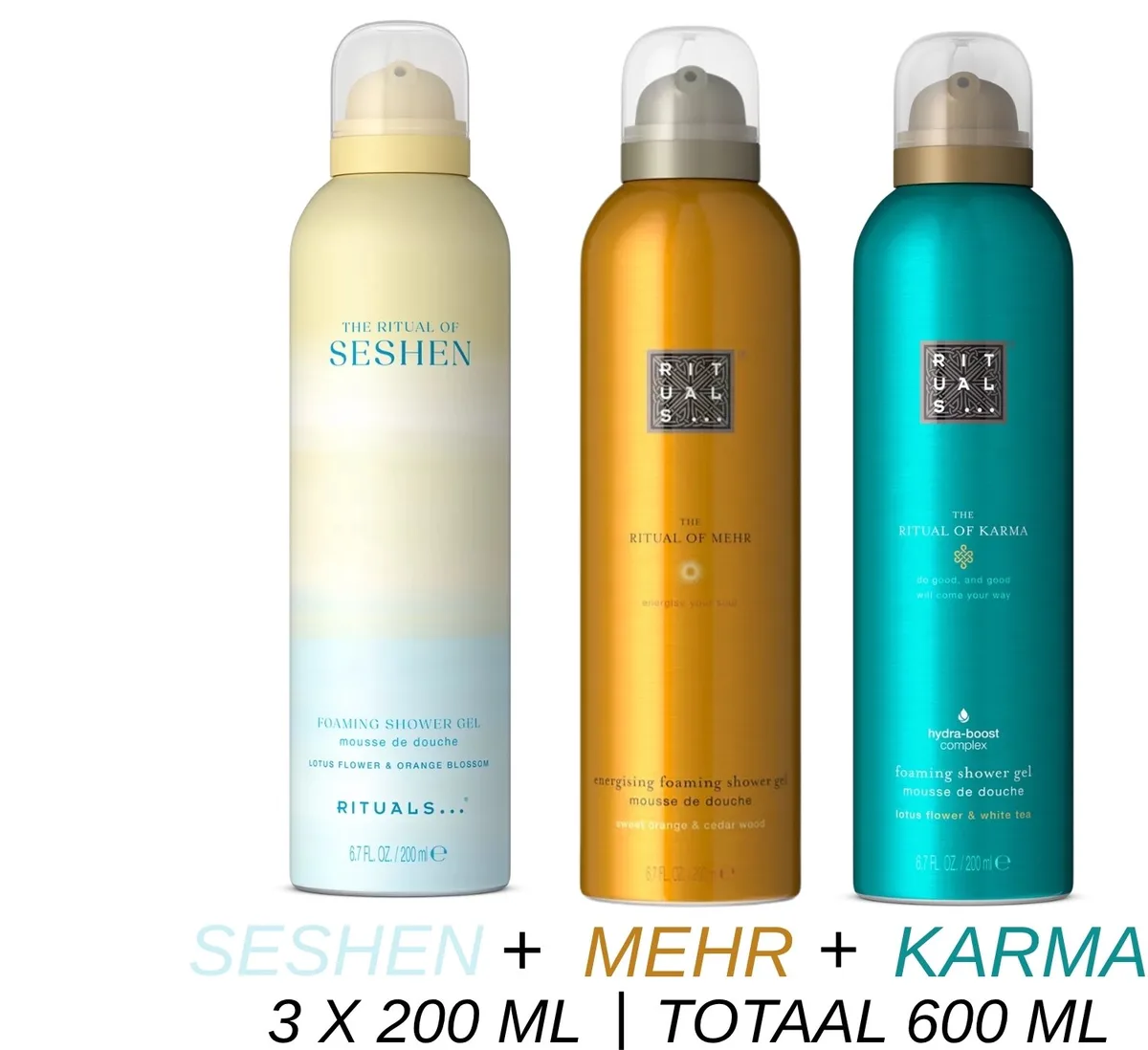 Shower Gel Value Set - Seshen + Mehr + Karma - 3 x Shower Gel 200 ml = 600 ml - Douchegel - Doucheschuim by Rituals – product photo