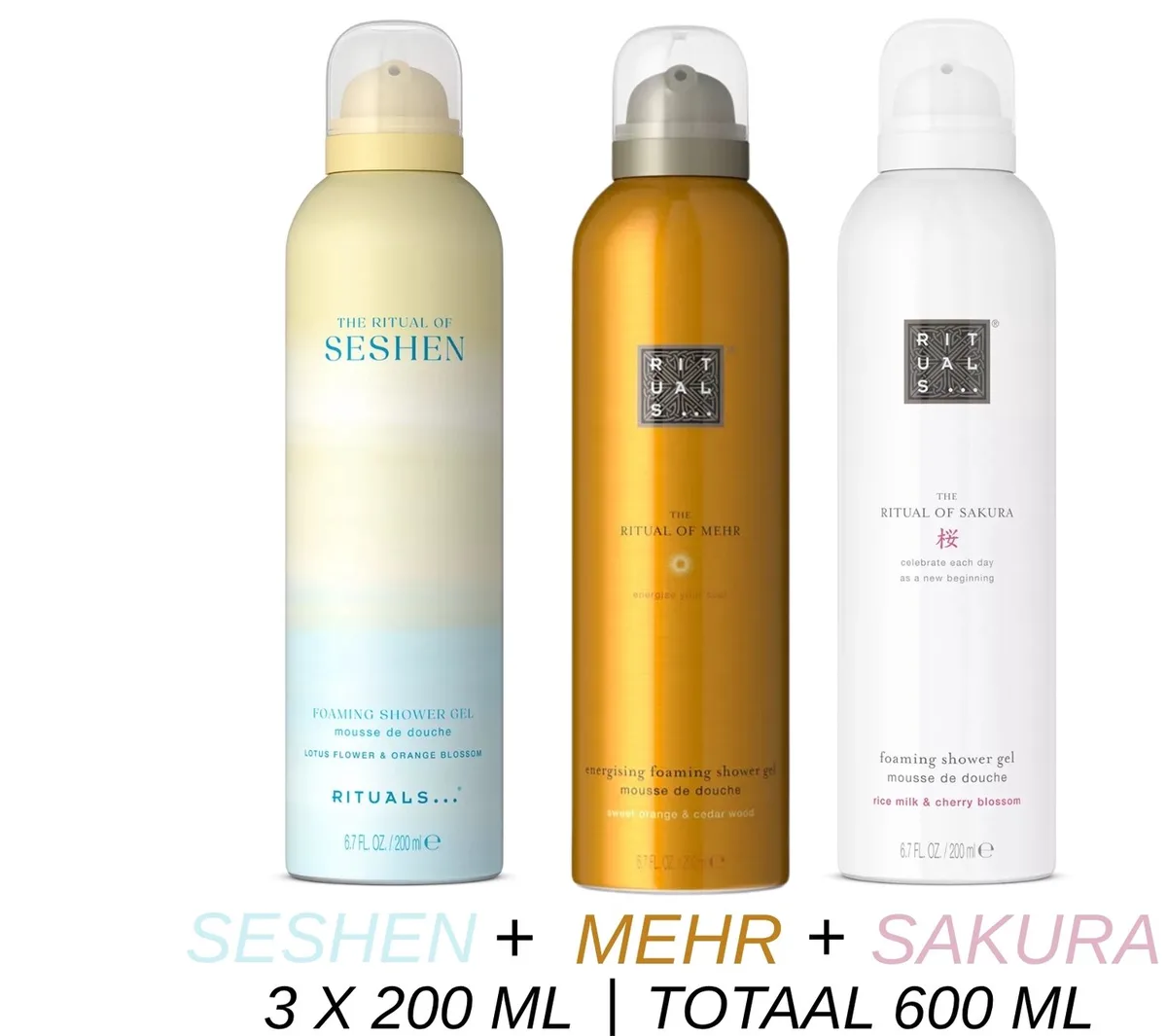Shower Gel Value Set - Seshen + Mehr + Sakura - 3 x Shower Gel 200 ml = 600 ml - Douchegel - Doucheschuim by Rituals – product photo