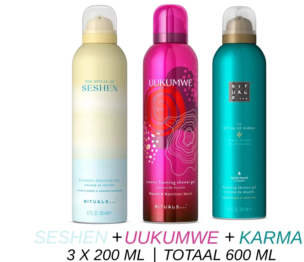Shower Gel Value Set - Seshen + Uukumwe + Karma - 3 x Shower Gel 200 ml = 600 ml - Douchegel - Doucheschuim by Rituals – product photo