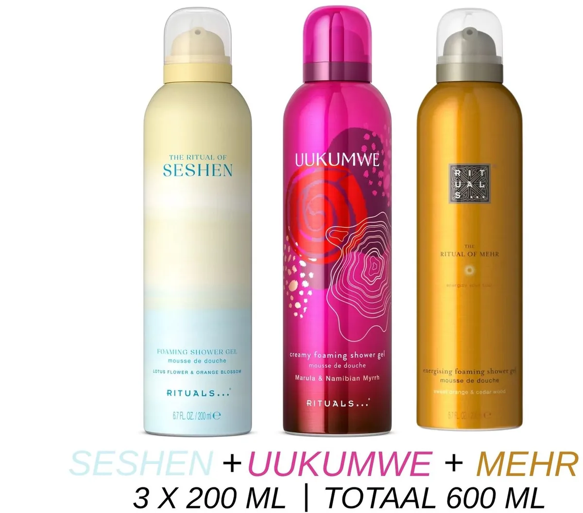 Shower Gel Value Set - Seshen + Uukumwe + Mehr - 3 x Shower Gel 200 ml = 600 ml - Douchegel - Doucheschuim by Rituals – product photo