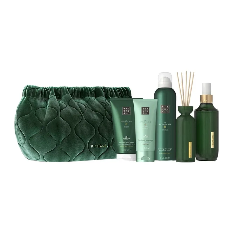 The Ritual of Jing Large Gift Set 2025=Home Perfume 200ml,Body Cream 150ml,Foaming Shower Gel 200 ml, Mini Fragrance Sticks 70ml,Night Hand & Foot Mas by Rituals – product photo 1 of 4
