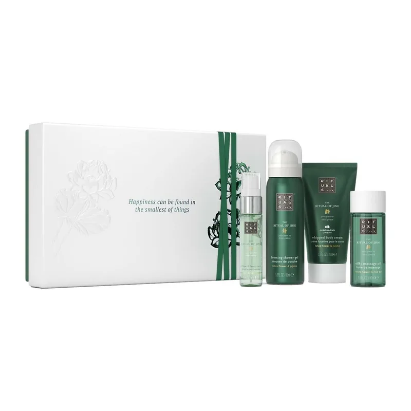 The Ritual of Jing Small Gift Set 2025= Foaming Shower Gel 50ml, Night Pillow & Body Mist 20ml, Massage Oil 50ml, Body Cream 70ml von Rituals – Produktfoto 1 von 4
