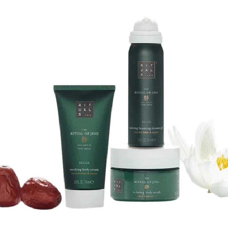 The Ritual of Jing Try Me Set = Cream 70 ml + Shower 50 ml + Scrub 125 g fra Rituals – produktbillede 2 af 3
