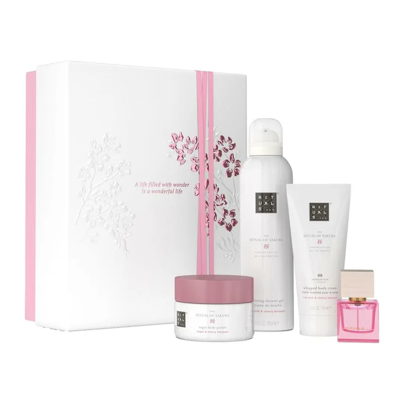 The Ritual of Sakura Medium Gift Set 2025=Body Cream 100ml, Body Scrub 125g, Foaming Shower Gel 200 ml, Travel - Rêve de Hanami 15ml by Rituals – product photo 1 of 4