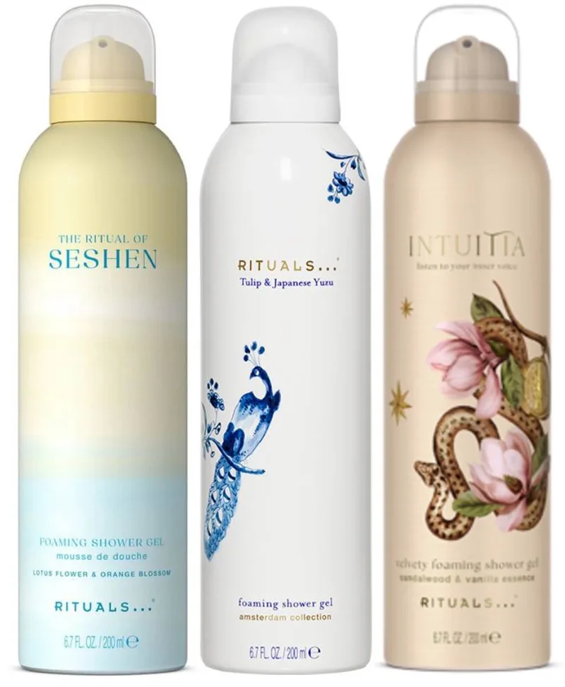 The Ritual of Serendipity, Amsterdam Collection & Intuitia Value Foaming Shower Gel – 3 x 200 ml von Rituals – Produktfoto