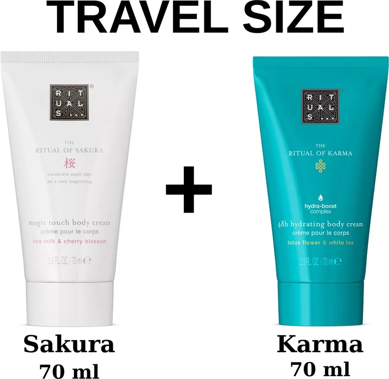 Travel Size Combi Set - Sakura Body Cream 70 ml + Karma Body Cream 70 ml fra Rituals i 70 ml – produktbillede