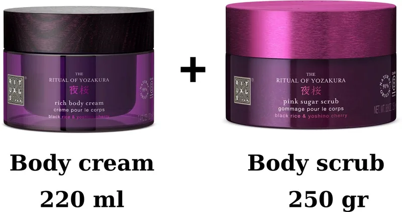 Yozakura - Duo Set - Body Scrub 250 gr + Body Cream + Scrub zakje fra Rituals i 220 ml – produktbillede