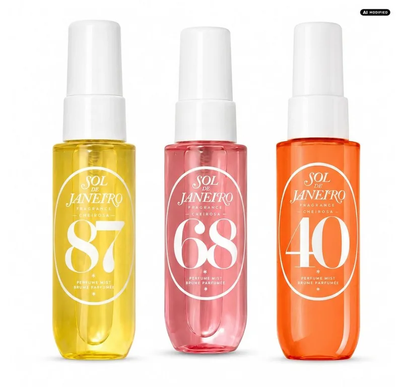 Gesichts- und Körperspray Sol de Janeiro Cheirosa 87 68 40 Perfume Mist Trio Set, Drei beliebte Cheirosa Düfte in praktischer Travel Size kombiniert fra Sol de Janeiro i Hvid – produktbillede