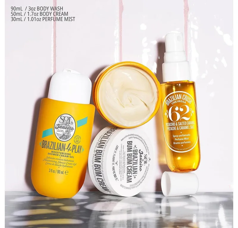 Pflege-Geschenkset Bum Bum Jet Set - Orange - Luxus-Geschenkset, 3-tlg., Pflegeset mit Cream, Shower Gel & Body Mist in Reisegrößen von Sol de Janeiro – Produktfoto 3 von 5