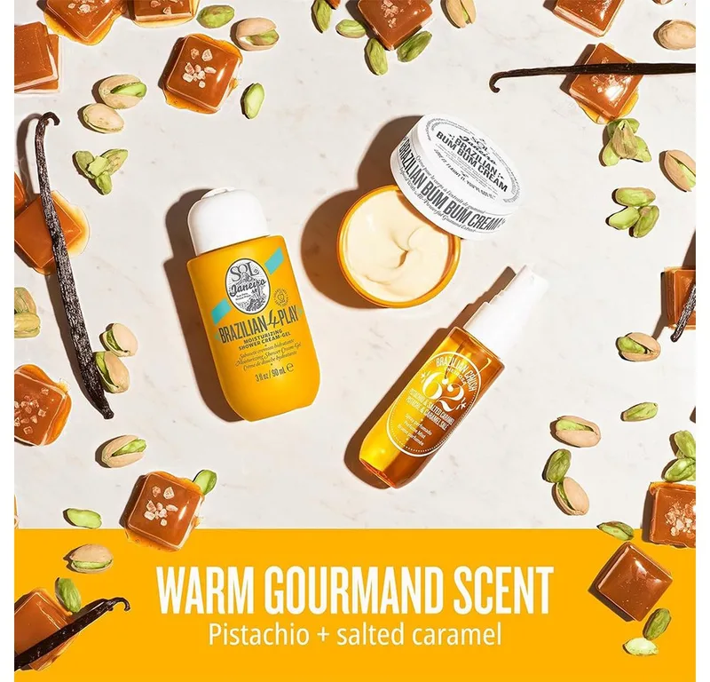 Pflege-Geschenkset Bum Bum Jet Set - Orange - Luxus-Geschenkset, 3-tlg., Pflegeset mit Cream, Shower Gel & Body Mist in Reisegrößen von Sol de Janeiro – Produktfoto 4 von 5