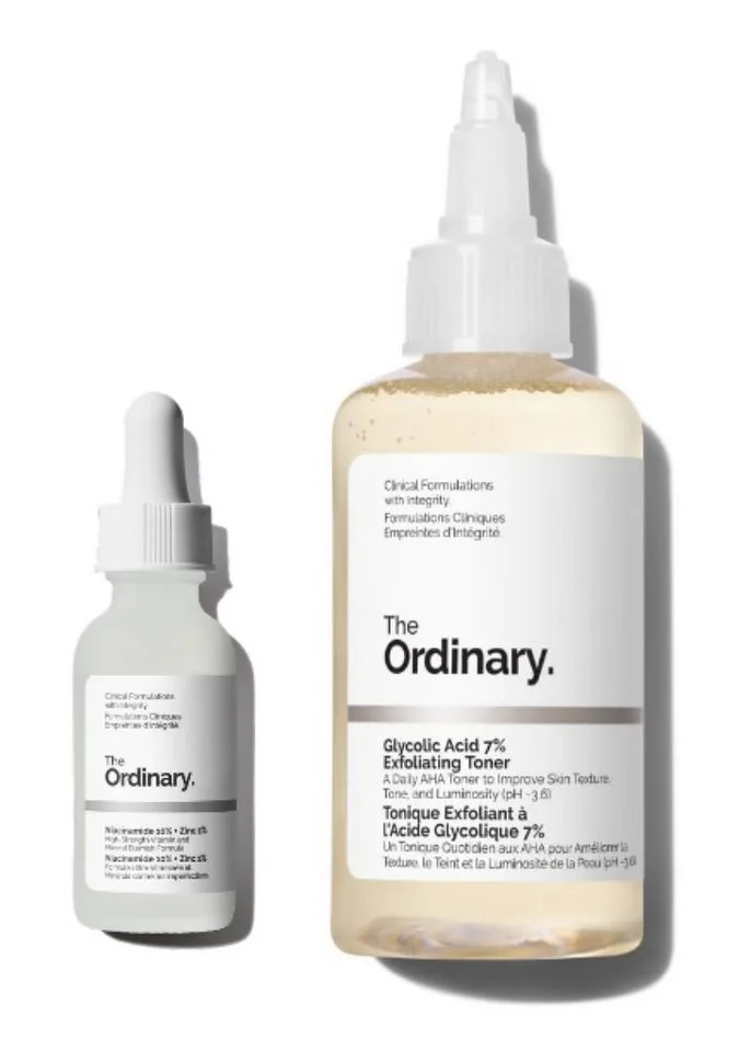 Hautpflege-Set Niacinamide 10% + Zinc 1% + Glycolic Acid 7% Toner 30ml + 100ml, 2-tlg., 2er Pflege-Set für unreine & fahle Haut från The Ordinary – produktbild