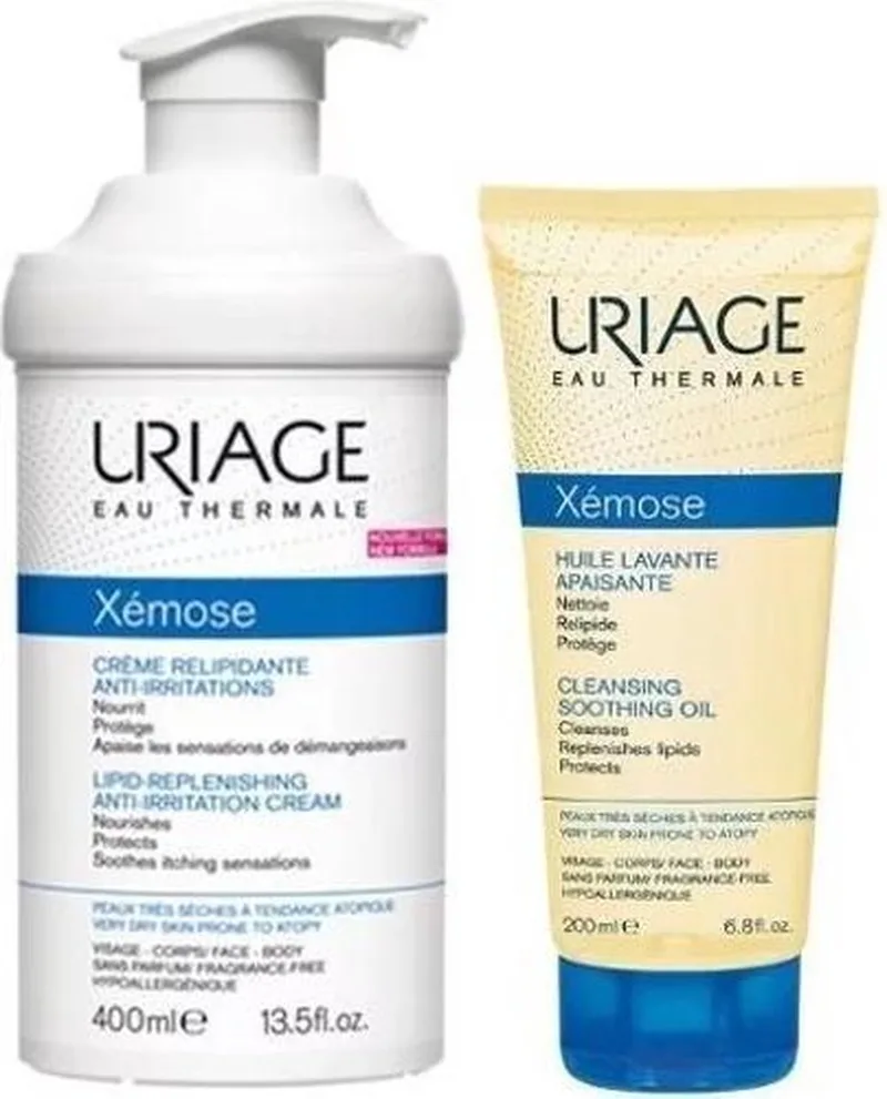 Xémose Relipidante Crème Anti-Irritations 400 ml + Gratis Verzachtende Reinigingsolie 200 ml fra Uriage – produktbillede