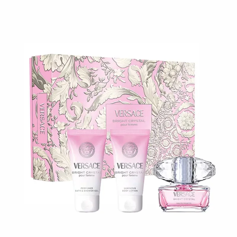Bright Crystal Giftset 150 ml - Edt Spray 50ml/Bath & Shower Gel 50ml/Body Lotion 50ml by Versace – product photo