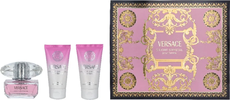 Bright Crystal Giftset edt Spray 50ml + Showergel 50ml + Bodylotion 50ml fra Versace – produktbillede
