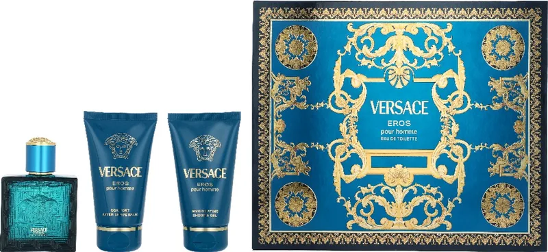 Eros Giftset edt Spray 50ml + Showergel 50ml + Aftershave Balm 50ml by Versace – product photo