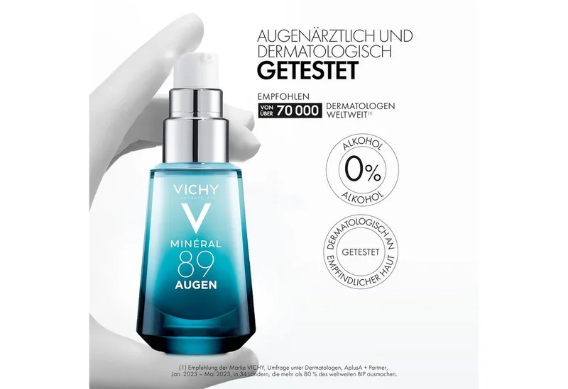 Anti-Aging-Augencreme Minéral 89 Augenpflege Hyaluron-Boost – Mit Hyaluronsäure & Koffein, polstert die Augenpartie auf und mildert Augenringe de Vichy en 15 ml – photo du produit 4 sur 5