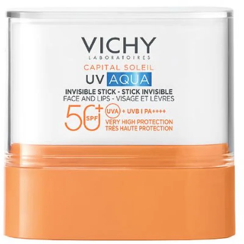 Capital Soleil Onzichtbare Zonnestick UV Aqua SPF50+ - Zeer Hoge Bescherming - Gezicht en Lippen - 9g fra Vichy – produktbillede