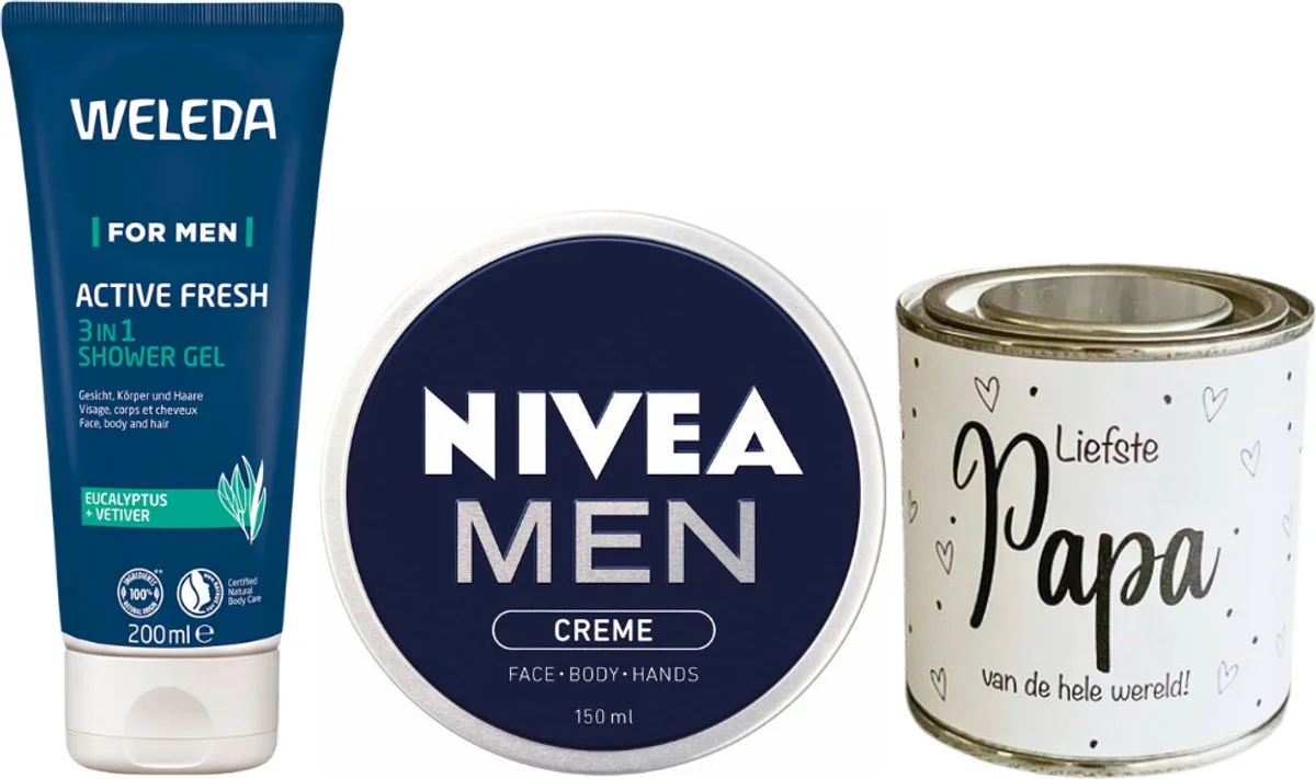 Cadeauset Men Fresh Active & Nivea Papa - Nivea Men Creme Blik by Weleda in 150 ml – product photo