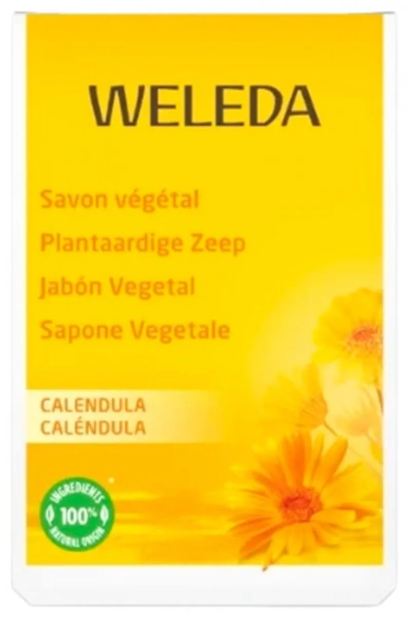 Calendula Zeep - Milde Reiniging Voor Gevoelige Huid - Droogt Huid Niet Uit - Romig Schuim - 100% Natuurlijke Ingrediënten - 100g van Weleda – productfoto