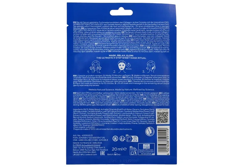 Exo boost Sheetmasker Blauwe Gentiaan en Edelweiss Sheet Mask von Weleda in 20 ml – Produktfoto 2 von 2