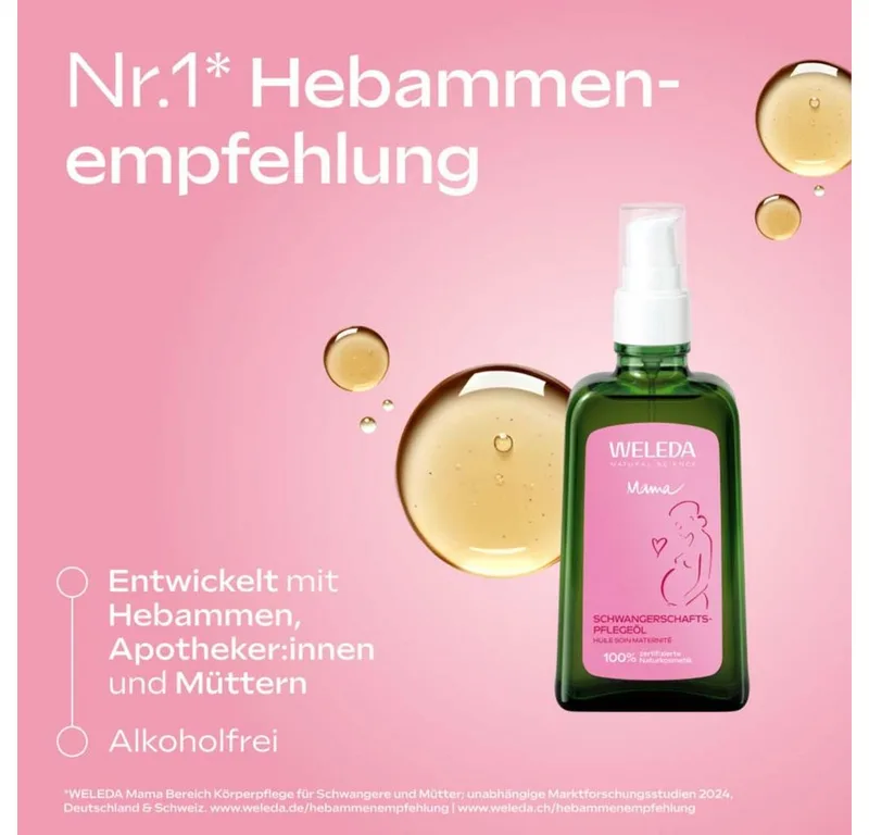 Mama zwangerschapsverzorgingsolie Lichaamsolie fra Weleda i 100 ml – produktbillede 5 af 5