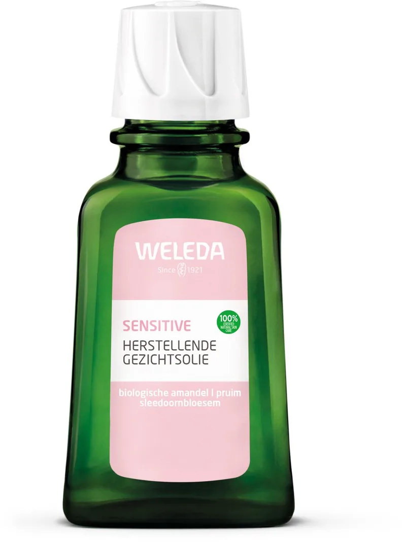 Sensitive Herstellende Gezichtsolie - Amandel - Gevoelige Huid - Intensieve Verzorging Tijdens De Nacht - Verwijdert Oogmake-Up In Alle Zachtheid - 100% Natuurlijke Ingrediënten by Weleda in 50 ml – product photo