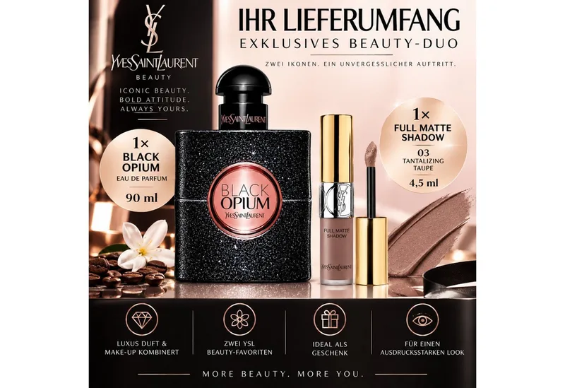 Duft-Set Black Opium EdP 90 ml inkl. Full Matte Shadow, 2-tlg., Couture Beauty-Duo aus Duft & mattem Liquid Eyeshadow fra Yves Saint Laurent – produktbillede 2 af 5